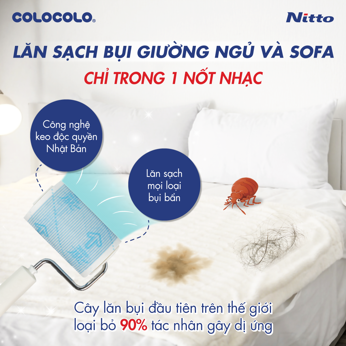 Lõi Cây Lăn Bụi Đa Bề Mặt Mini COLOCOLO - 2 Cuộn - Lõi Rộng 80mm x 50 Lớp - Hàng Chính Hãng - C2504 