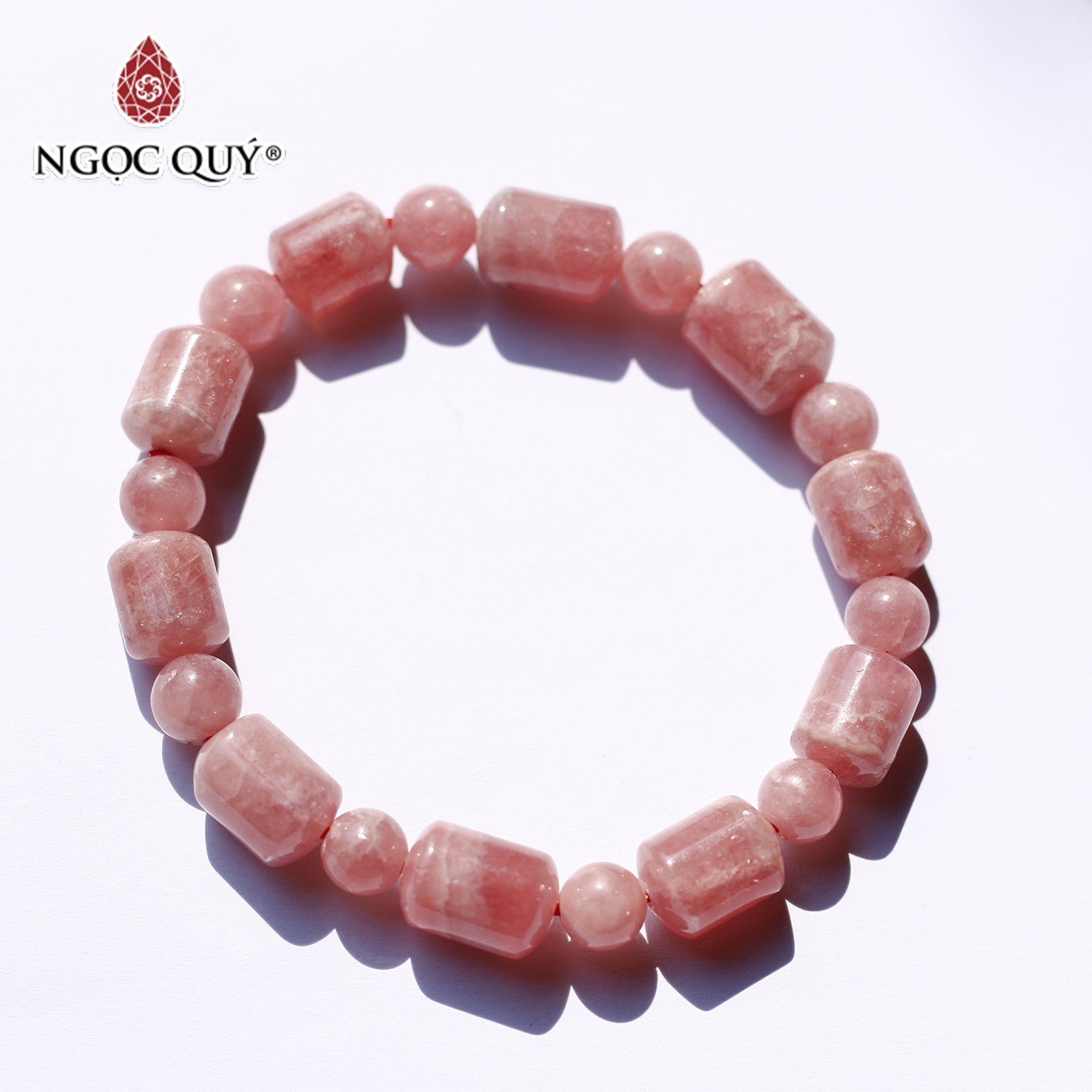 Vòng lu thống đá đào hoa rhodochrosite mệnh hỏa, thổ - Ngọc Quý Gemstones