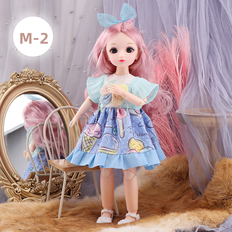 Búp Bê BJD Cao 30cm 22 Khớp Mắt 3D Kèm Váy Hoa Dễ Thương Và Giày