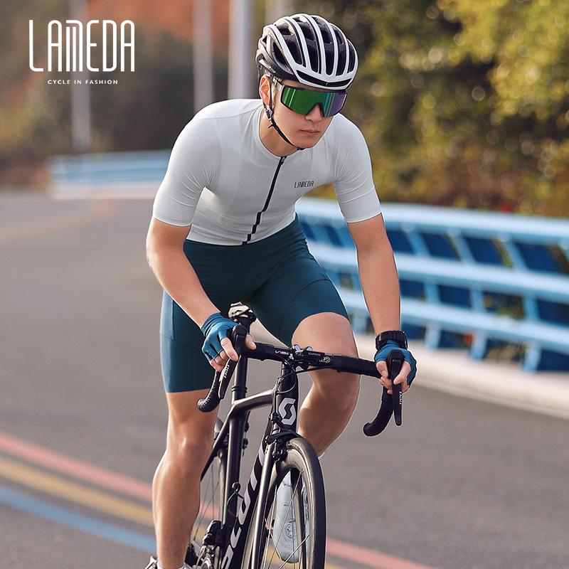 LAMEDA 2023 mới CoolMax nhanh khô yin hun phù hợp với đi xe đạp nam áo khoác ngắn tay xe đạp đường bộ quần áo Color: White Size: XXXL