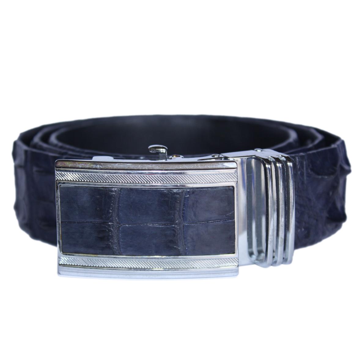 Dây nịt nam da cá sấu Huy Hoàng gai lưng màu xanh đậm HC4796
