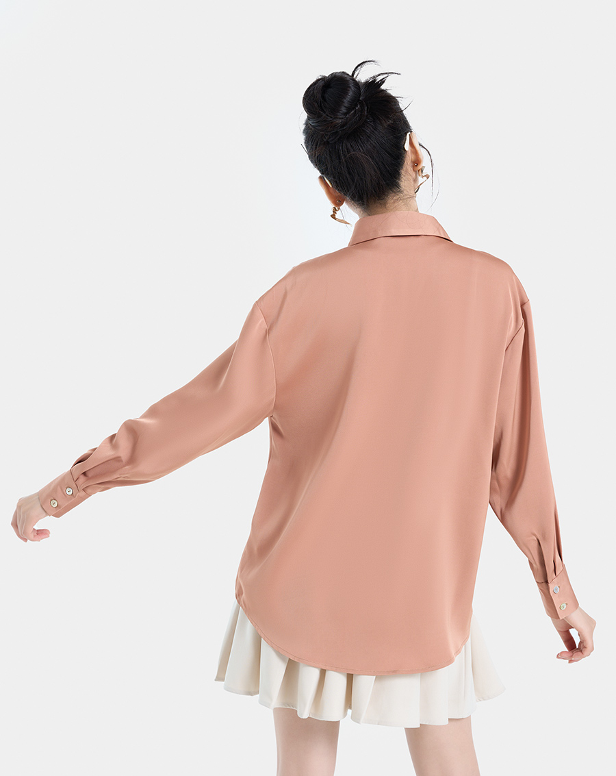 Áo Sơmi Nữ Thời Trang JUNO Dáng Oversized Hạ Vai JNASM021