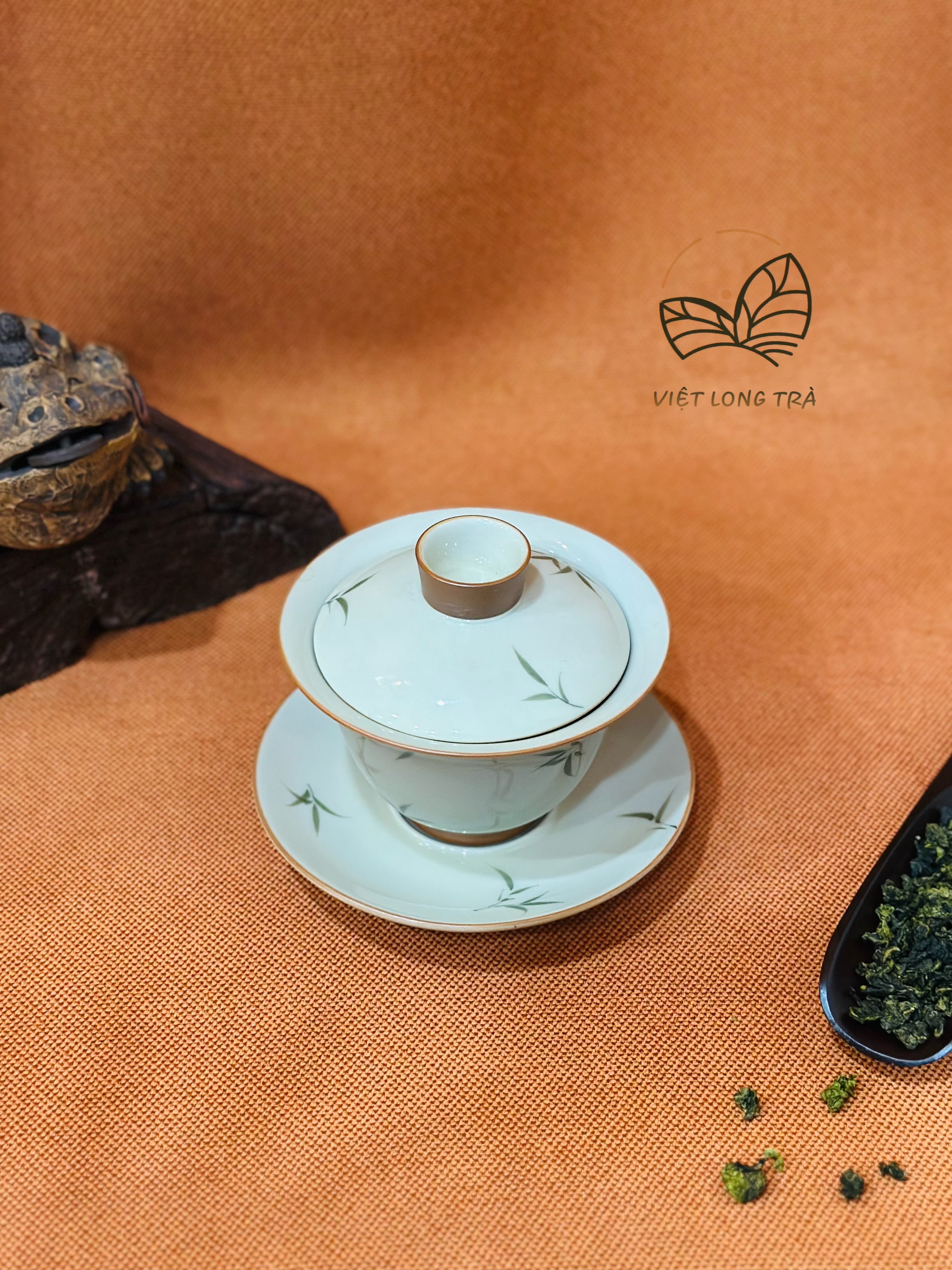 CHÉN KHẢI SỨ - HOẠ TIẾT TRÚC VẼ TAY - LỚP MEN BÓNG MỊN - 145ML - CHÉN GAIWAN PHA TRÀ