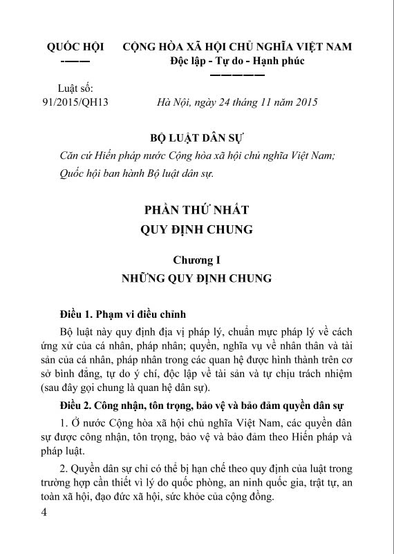 Sách - Bộ Luật Dân Sự Nước CHXHCN Việt Nam  - ndbooks