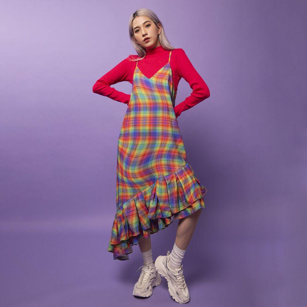 Áo Croptop Tay Dài Hồng TARTAN - T-TitTotTet Croptop / Pink