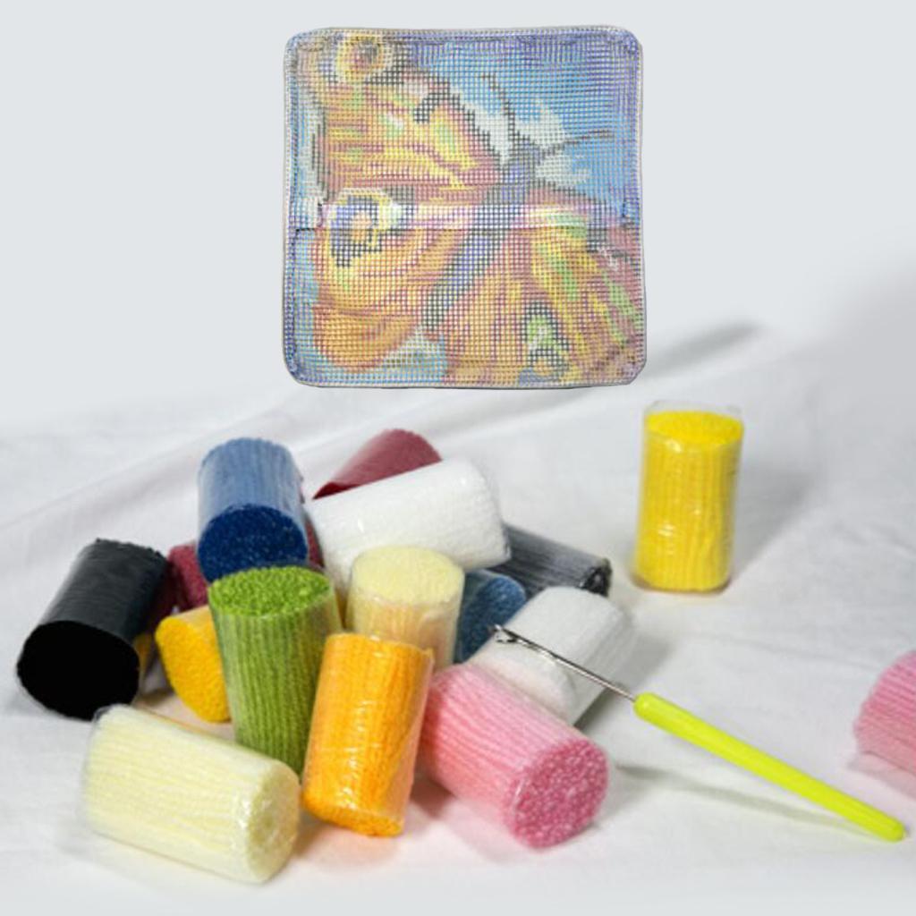 Latch Hook Kit DIY Cushion Cover Rug Carpet Making Embroidery Kit Rainbow