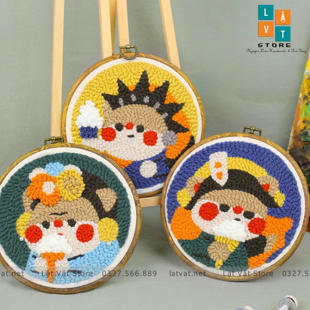 Bộ Len Xù Chuột Trà Sữa- Punch Needle Mouse - Có video hướng dẫn - Trang trí bày biện xin đẹp, decor chung cư, quà tặng