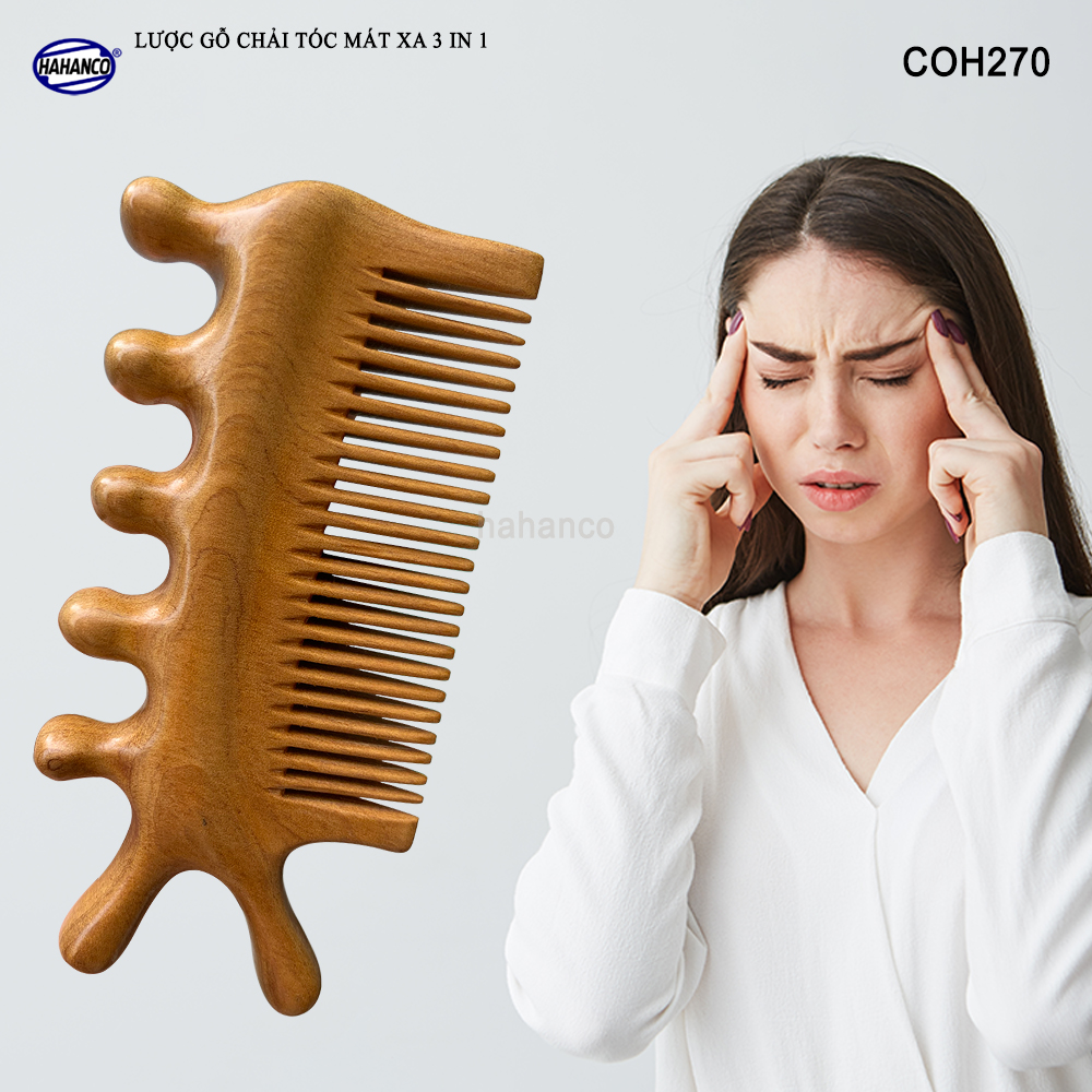 Lược Gỗ Thơm Massage Đa Năng HAHANCO Mát Xa Bấm Huyệt Chăm Sóc Toàn Thân - COH270