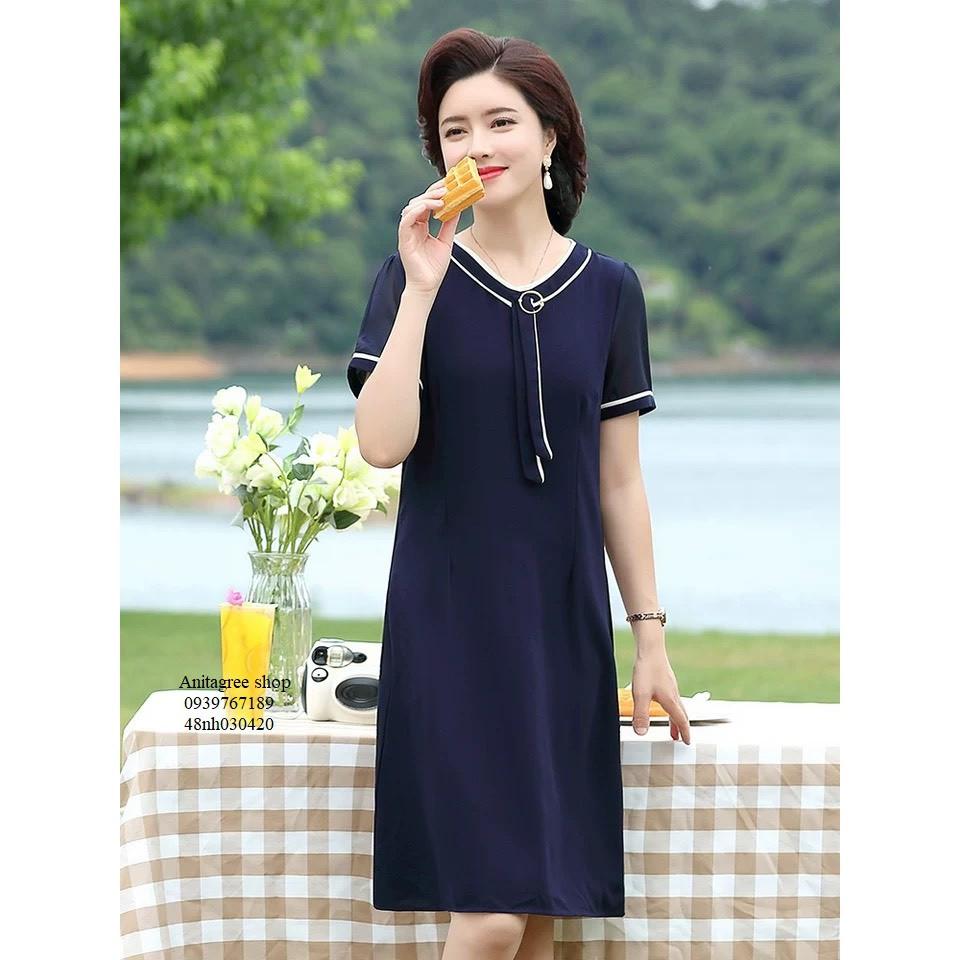 Tk03-0420-ĐẦM SUÔNG KIỂU VIỀN TAY NGẮN s-6xl