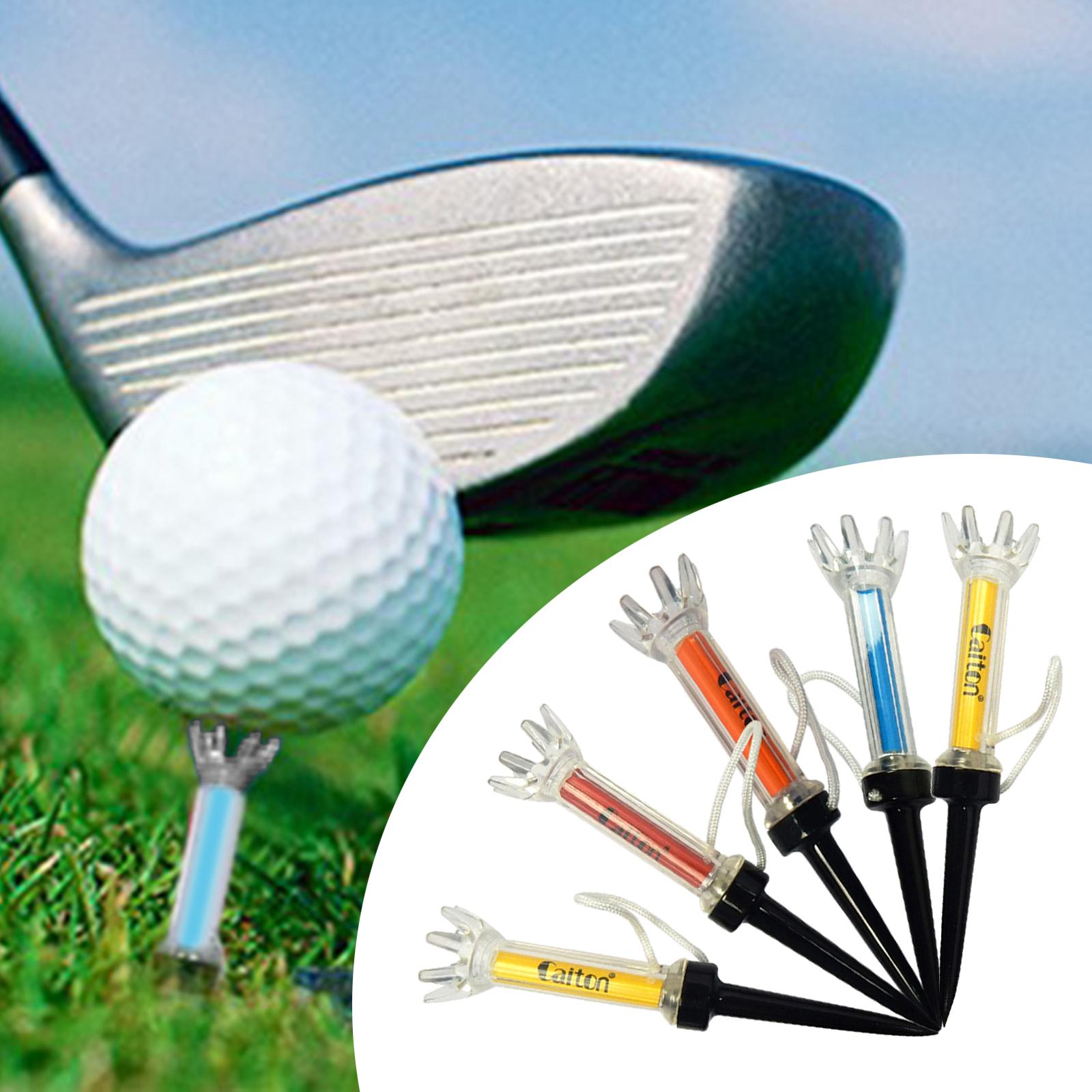 Golf Tee Set, 5pcs Magnetic Golf Tees Plastic Golf Tees Pre-set Golf Tees with Built-in Spring Golf Hitting Training Aids Tool