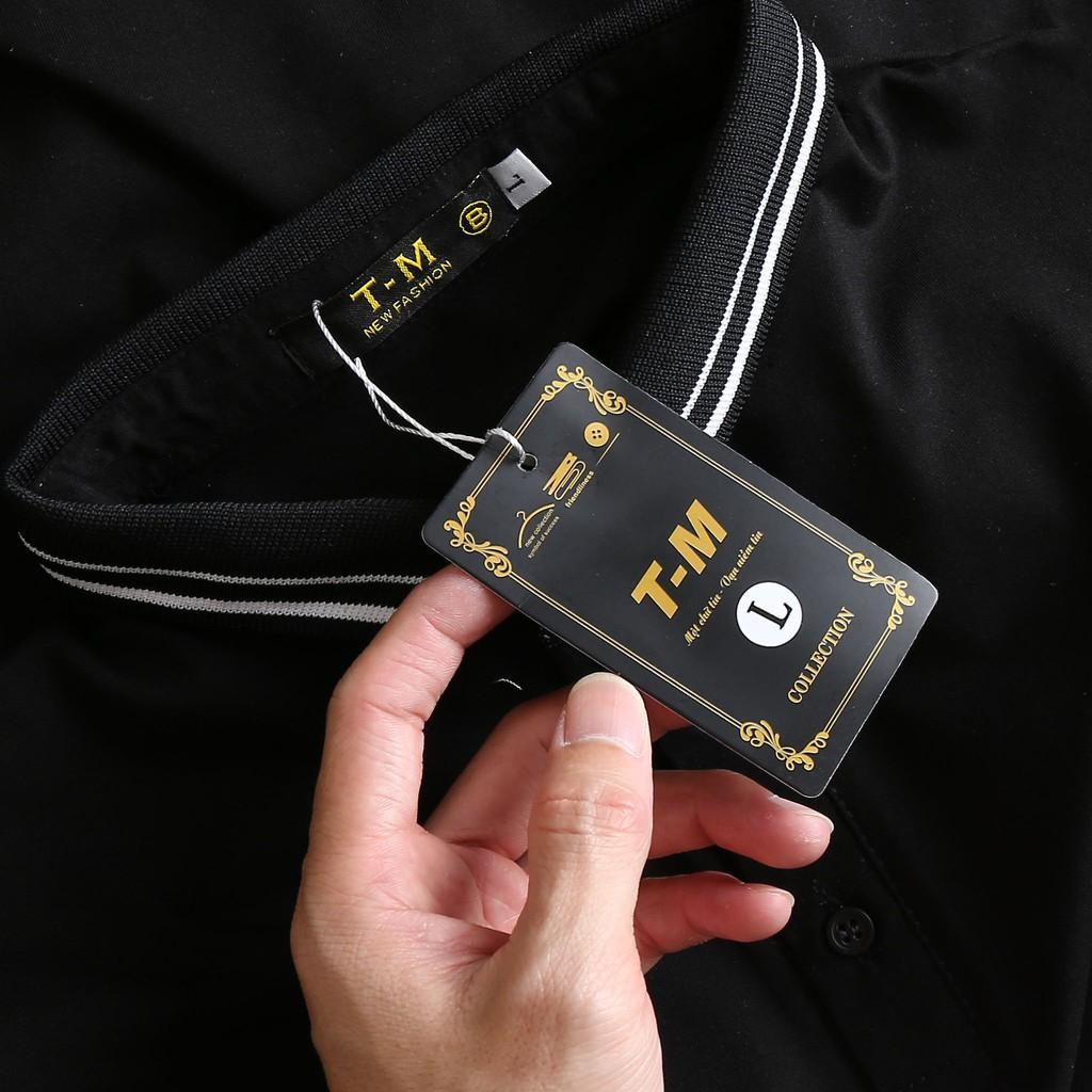 Áo thun polo nam cổ bẻ ngắn tay phối nâu trắng cao cấp mammodel.com