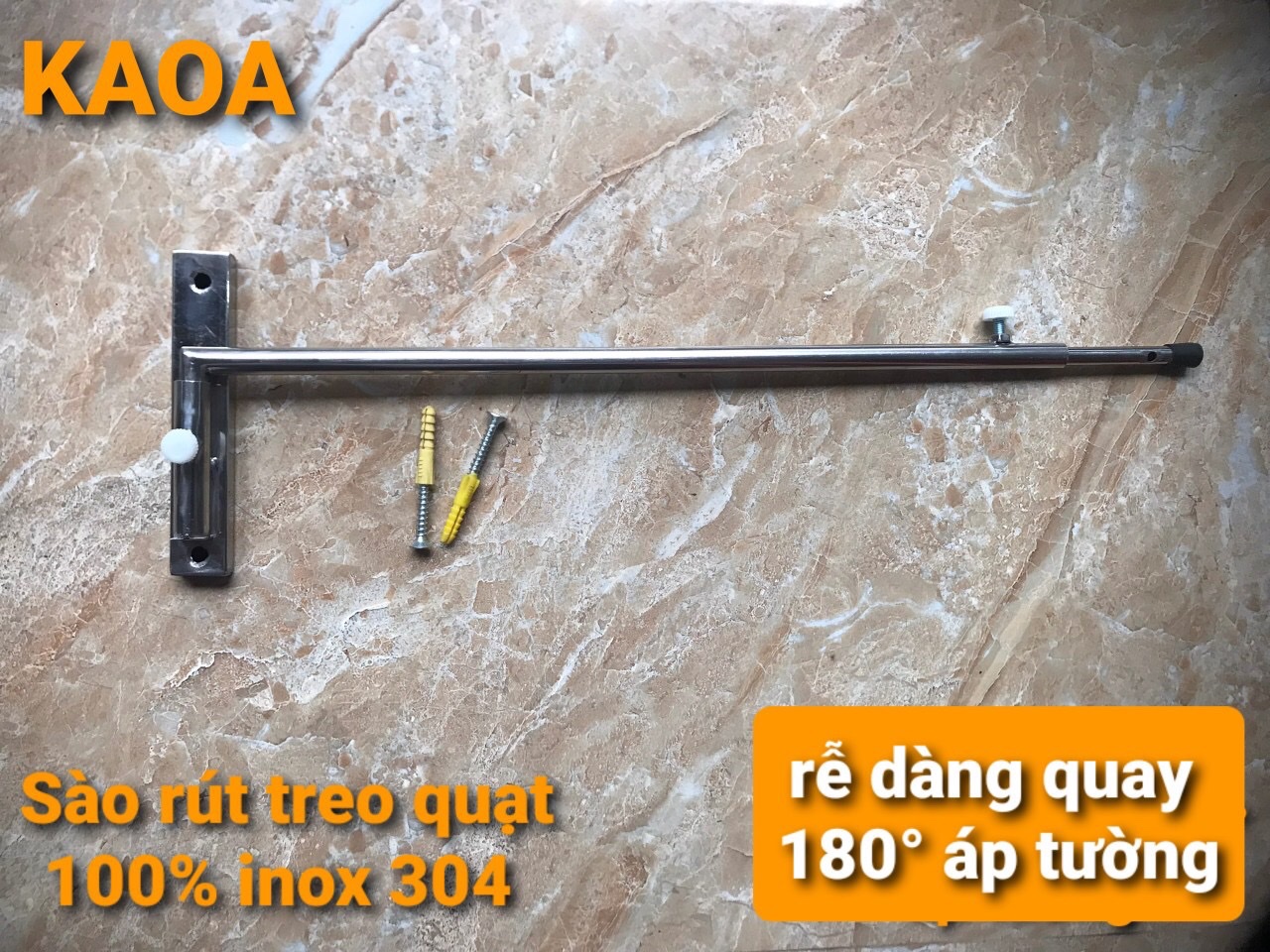 Thanh treo quạt màn dạng rút  INOX dán tường .BH 12 tháng (SU 304 Kèm theo keo)