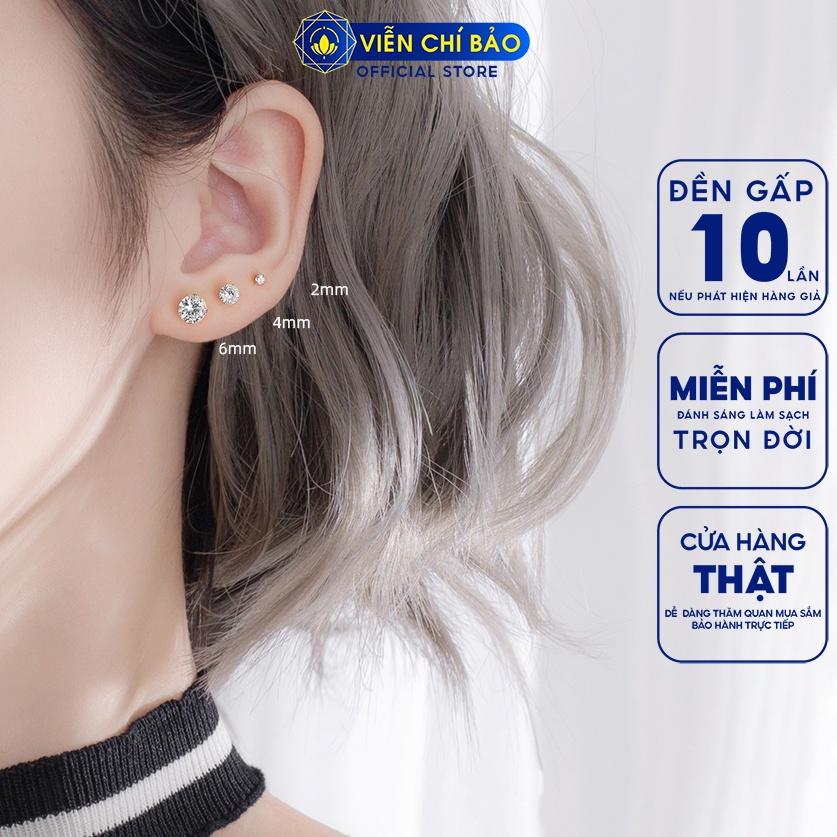 Bông tai bạc nữ nụ đính đá trắng unisex chất liệu bạc 925 thời trang phụ kiện trang sức nữ Viễn Chí Bảo B000145