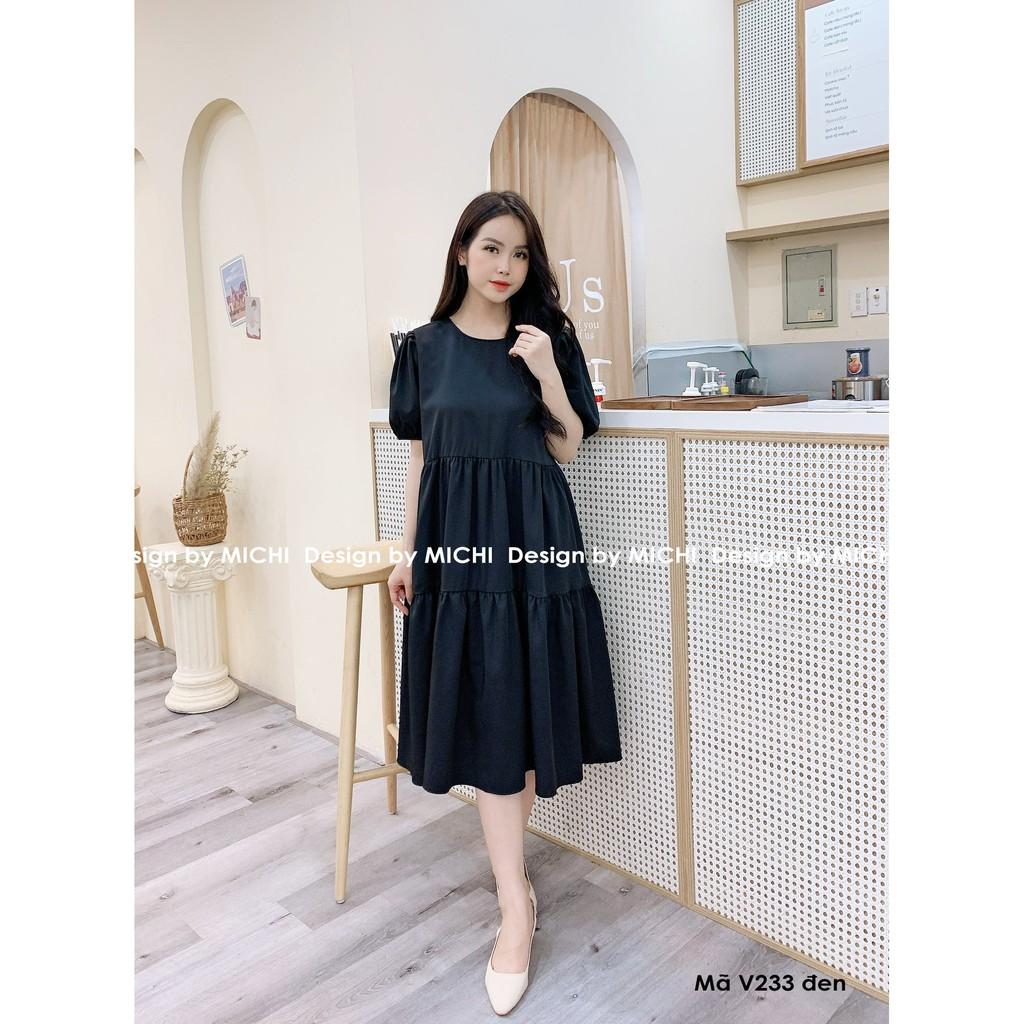 Váy suông babydoll freesize dáng đầm xuông rộng cổ nơ form bầu, nhiều màu, mã V233 - Michi House