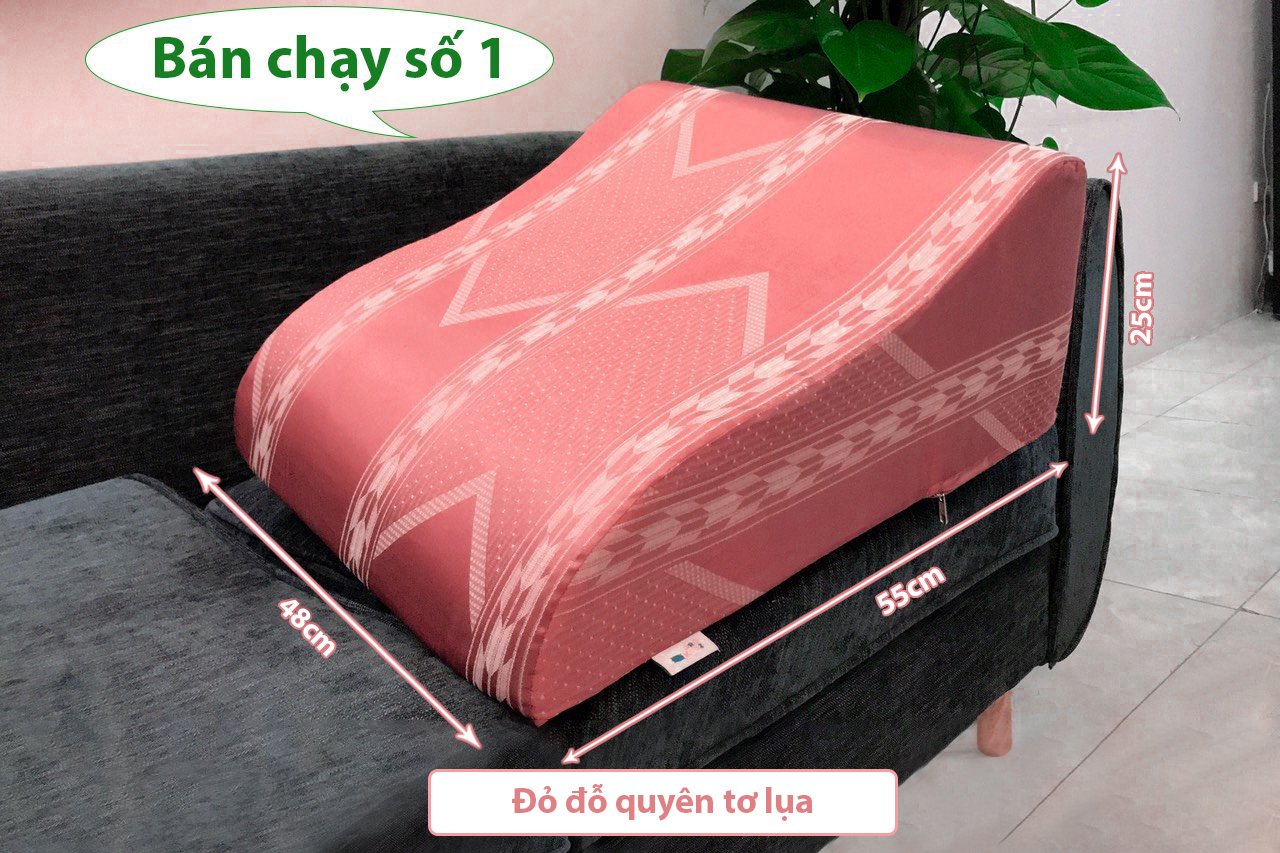 GỐI CHỐNG GIÃN TĨNH MẠCH YOROKOBI - KÍCH THƯỚC 55x48x25CM, HÀNG THƯƠNG HIỆU- MÀU ĐỎ ĐỖ QUYÊN