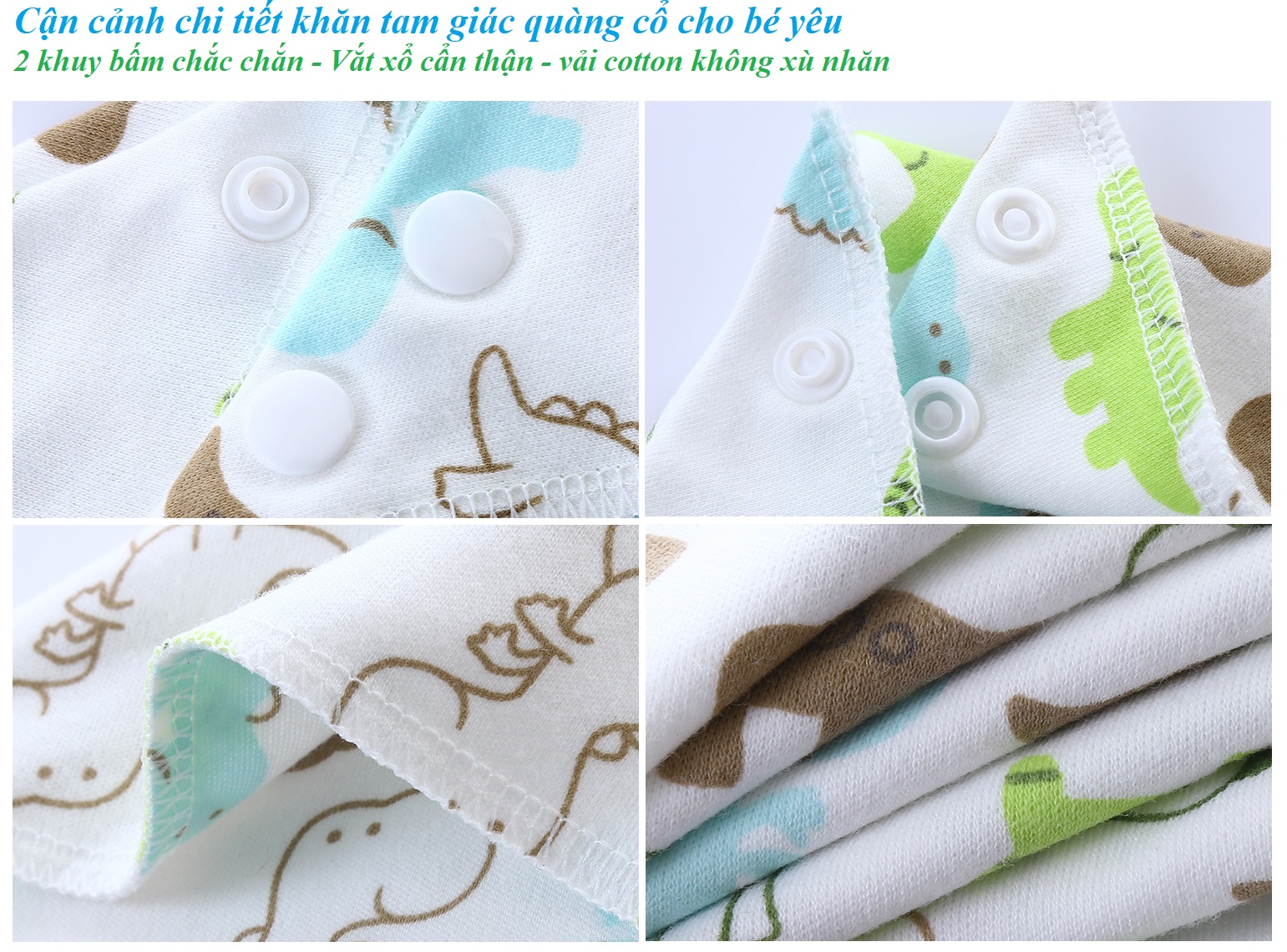 Khăn Tam Giác, Khăn Quàng Cổ, Khăn Yếm Cotton Cao Cấp -Tặng Khẩu Trang