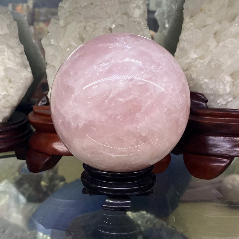 Quả Cầu Đá Thạch Anh Hồng Rose Quartz - Đá Thạch Anh Phong Thủy