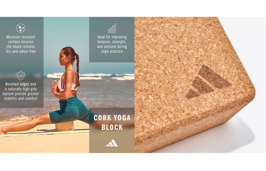 Gạch Tập Yoga Gỗ Bần Chính Hãng ADIDAS ADYG-20100CORK Cork Yoga Block (1 Viên) - Gạch Gỗ Bần Cao Cấp