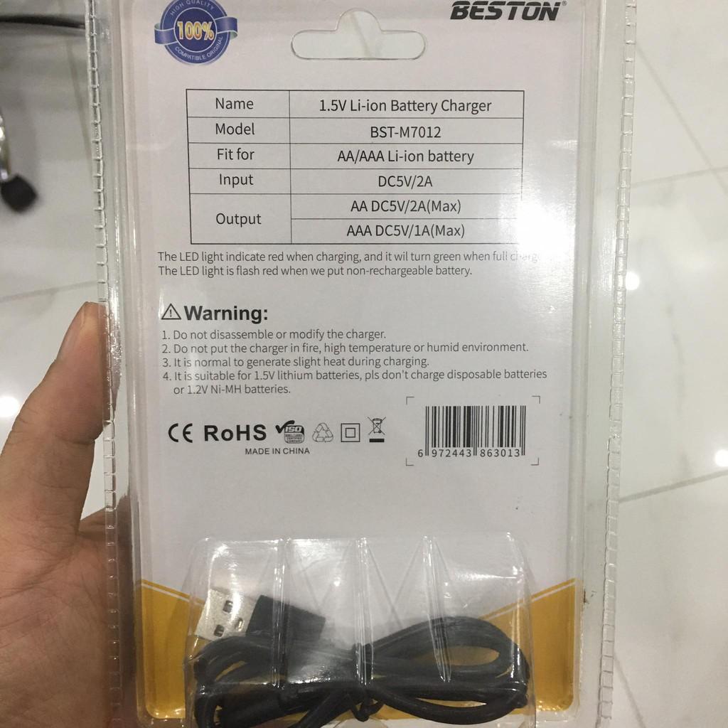 Hình ảnh Bộ sạc pin tiểu 8 cổng 1.5V, pin sạc AA AAA BESTON 1.5V chính hãng pin lithium hàng cao cấp