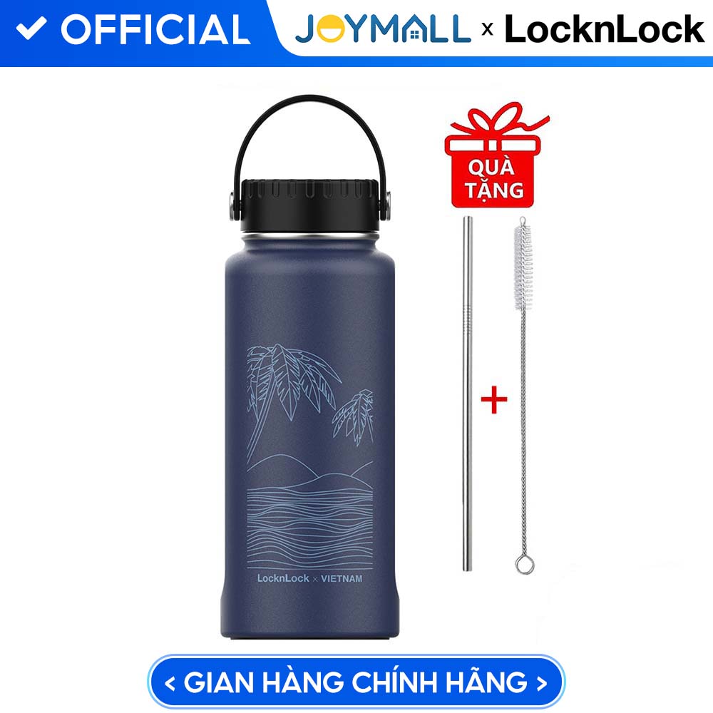 Bình Giữ Nhiệt Lock&Amp;Lock Riga Tumbler Lhc4160 897Ml - Hàng Chính Hãng, Bằng Thép Không Gỉ, Có Lưới Lọc Inox - Tặng Kèm Ống Hút Và Cọ Rửa Ống Hút - Xanh Navy - Phú Quốc