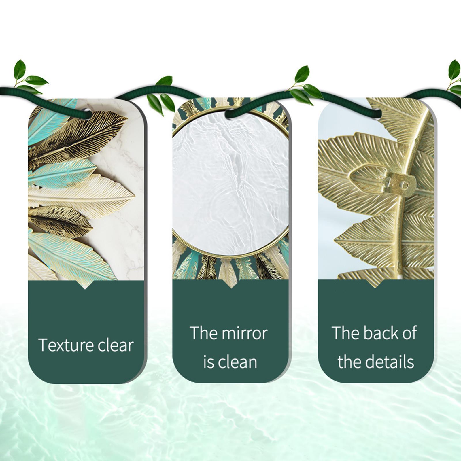 Iron Art Feather Mirror Wall Decor Boho Hanging Mirror for Bedroom Apartment