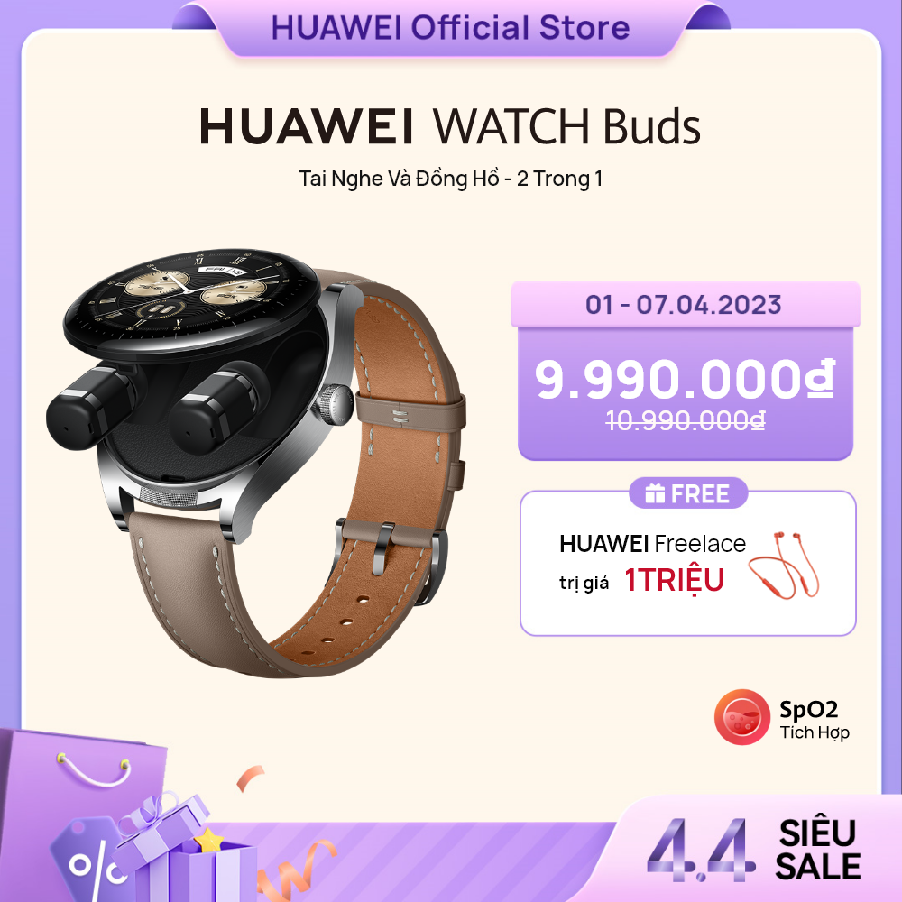 Đồng Hồ Thông Minh HUAWEI WATCH Buds |Tai Nghe và Đồng Hồ 2 trong 1 | Chống Ồn Cuộc Gọi AI | Theo Dõi Sức Khỏe Chuyên Nghiệp | Hàng Chính Hãng