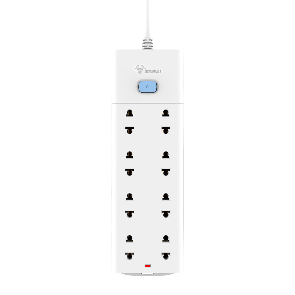 Ổ Cắm Điện Gongniu Đa Năng 8 Ổ 1 Công Tắc – Công Suất 10A/250/2500W – Trắng – Chính Hãng