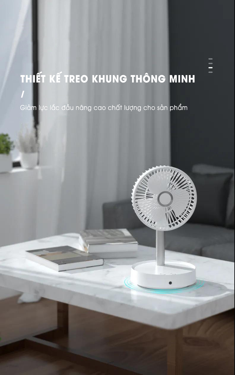 Quạt Tích Điện Để Bàn Xiaomi 3life 008 Sử Dụng 6-24 Giờ Liên Tục Tùy Cấp Độ Gió - Hàng Nhập Khẩu