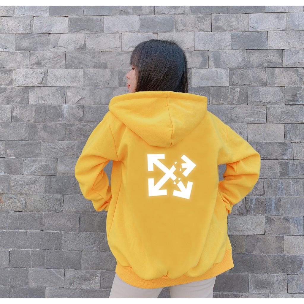 Áo hoodie Unisex dạ quang - Áo khoác nỉ phản quang họa tiết mũi tên in cao cấp
