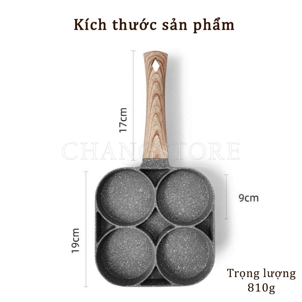 Chảo đá 4 ngăn chống dính làm bánh xèo đổ chả trứng sử dụng trên mọi loại bếp