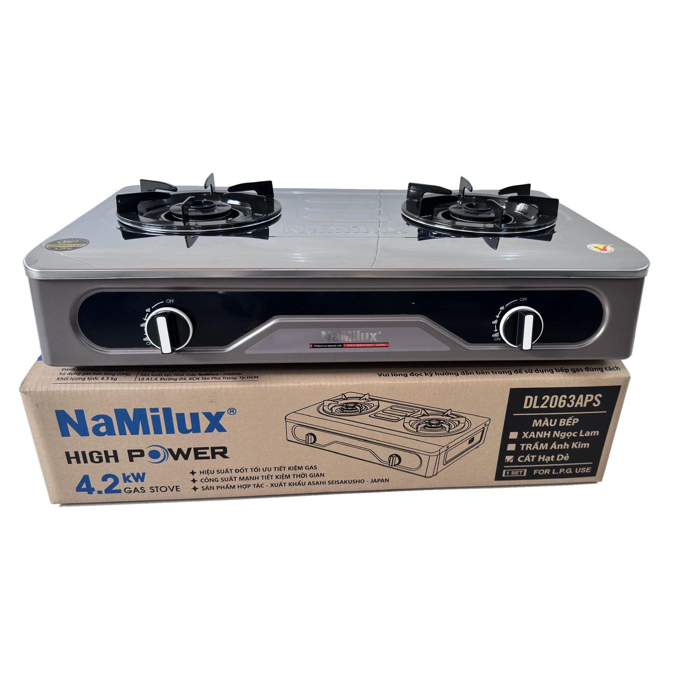Hàng chính hãng - Bếp Gas Đôi Công Suất Cao NaMilux, mặt bếp Inox - Bảo hành chính hãng 24 tháng