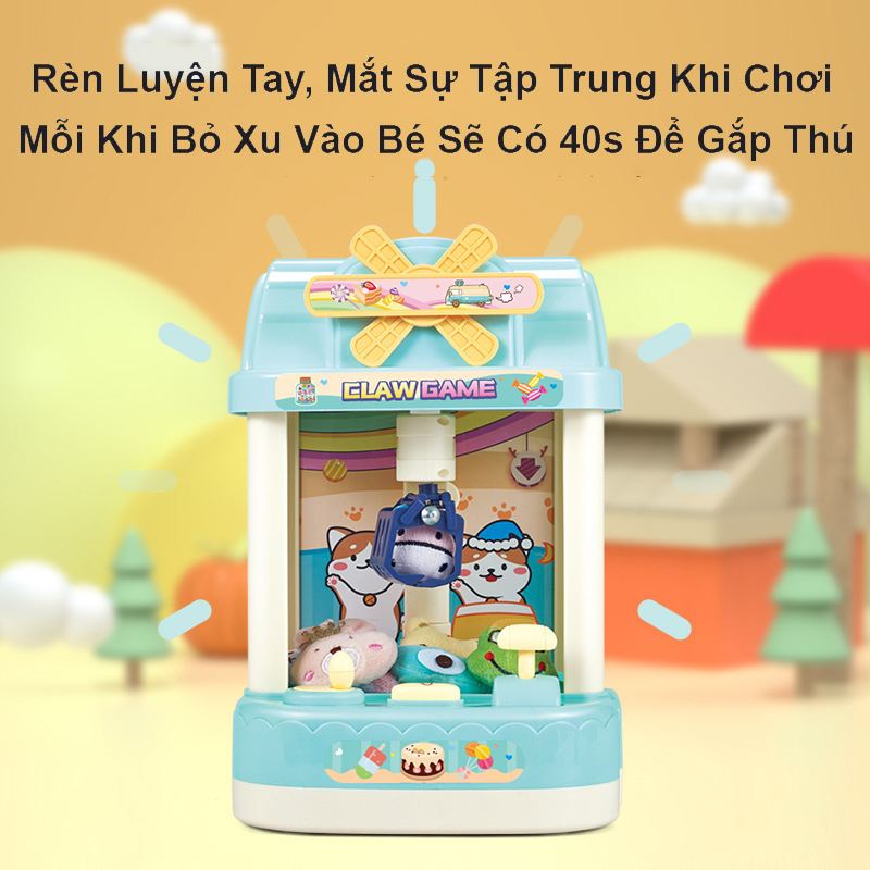 Máy Gắp Thú Bông Mini Dành Cho Bé Kích Thước Lớn,Có Nhạc Có Đèn Sẵn Nhiều Thú Bông,Đồ Chơi Giải Trí Pinball