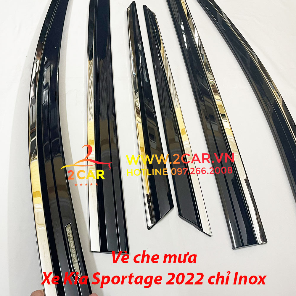 Vè che mưa xe Kia Sportage 2022 2023, viền chắn mưa xe Kia Sportage 2022 Chỉ Inox MẪU 6 CHI TIẾT cao cấp