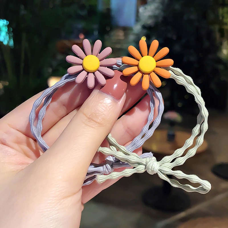 Set 5 Dây Thun Đàn Hồi Cột Tóc Đính Hoa Cúc Dễ Thương SC08