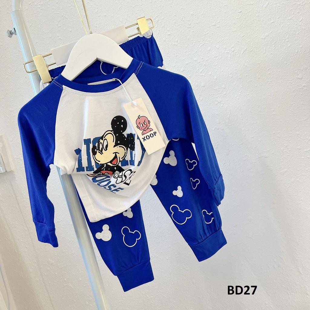 (9-25kg) Bộ dài phối tay chất thun lạnh - Bộ dài tay Xoop in họa tiết hươu gấu hổ cho bé BD27