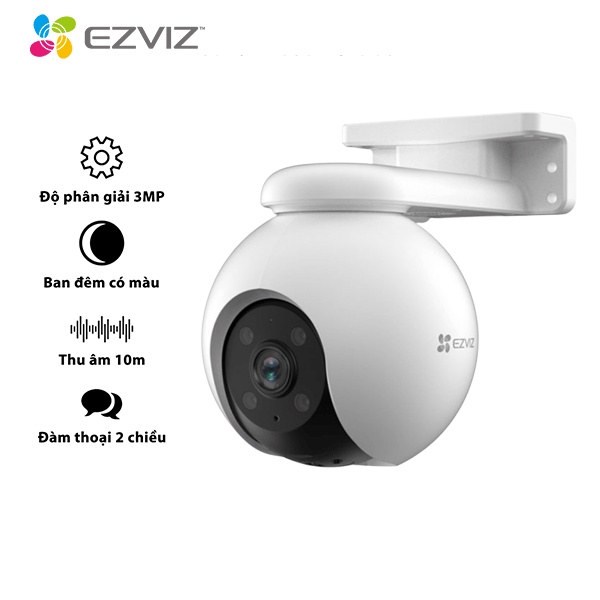 Camera Wifi EZVIZ H8 Pro 2K 3MP Siêu Nét - Xoay 360 Độ Ngoài Trời, Đàm thoại 2 Chiều - Hàng Chính Hãng