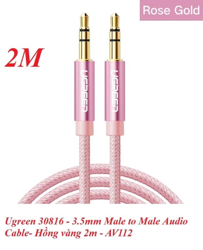 Ugreen UG30816AV112TK 2M màu Hồng Cáp âm thanh 2 đầu 3.5mm dương - HÀNG CHÍNH HÃNG