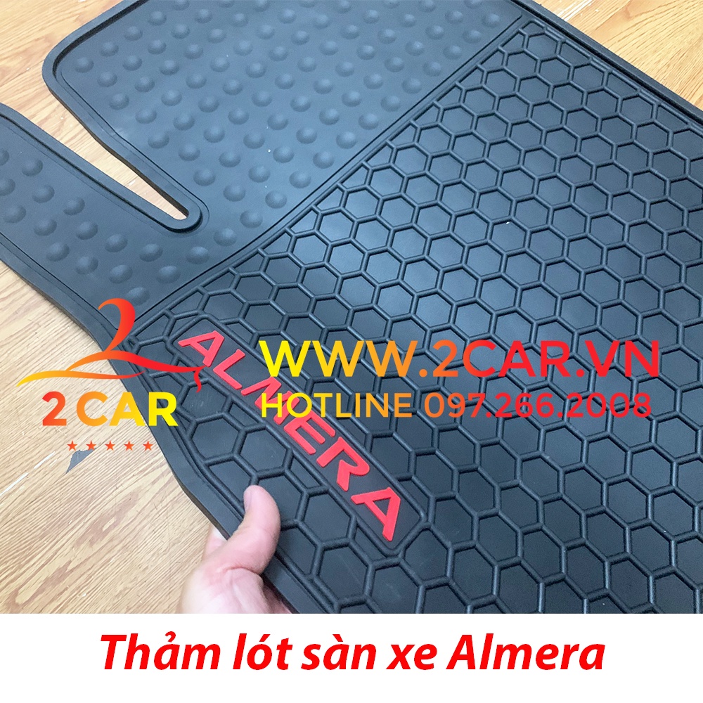 Thảm lót sàn cao su xe Nissan Almera 2021 2022 loại đúc dày không mùi - Chữ đỏ