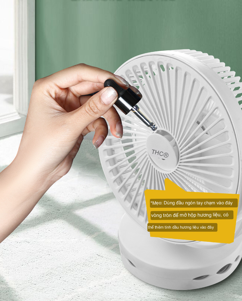 Quạt chân đế kẹp pin sạc 4000mAh Sử dụng được Tinh Dầu A1-Minimalist Fan New Tech