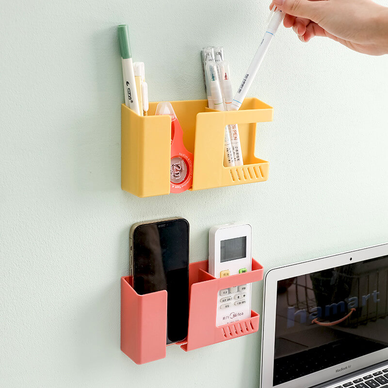 Kệ Để Điện Thoại Đỡ Remote Điều Khiển Dán Tường 2 Ngăn Đựng Bút Kính Đầu Giường Keo 3M Siêu Dính