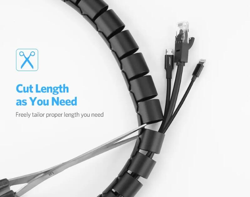 Ugreen UG30820LP121TK 5M màu Đen Dây ống xoắn PE bảo vệ cáp cao cấp - HÀNG CHÍNH HÃNG