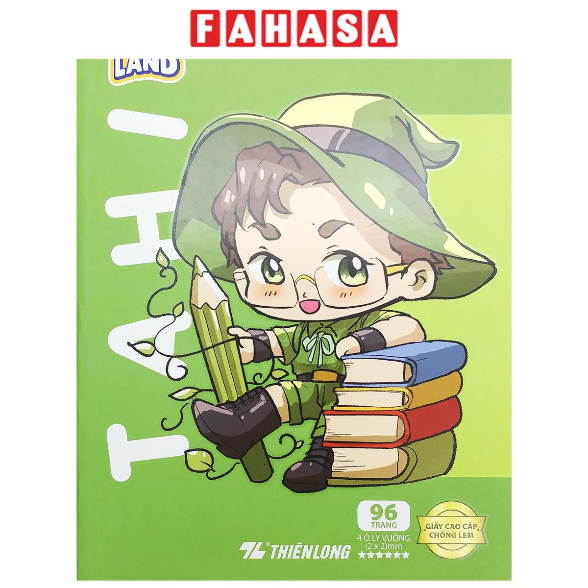 Tập Học Sinh Giấy Chống Lem - 4 Ô Ly Vuông - 96 Trang 120gsm - Thiên Long NB-121/AK - Nhân Vật Akooland Tahi