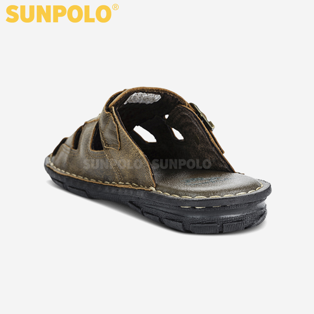 Dép Rọ Nam Da Bò Sunpolo SUA19N - Nâu