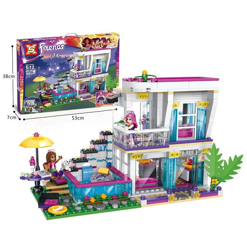 Đồ Chơi Lắp Ráp Kiểu LEGO Friends Cho Bé Gái Mô Hình Biệt Thự Ngôi Sao Livi's Pop Star House Với 760 Mảnh Ghép