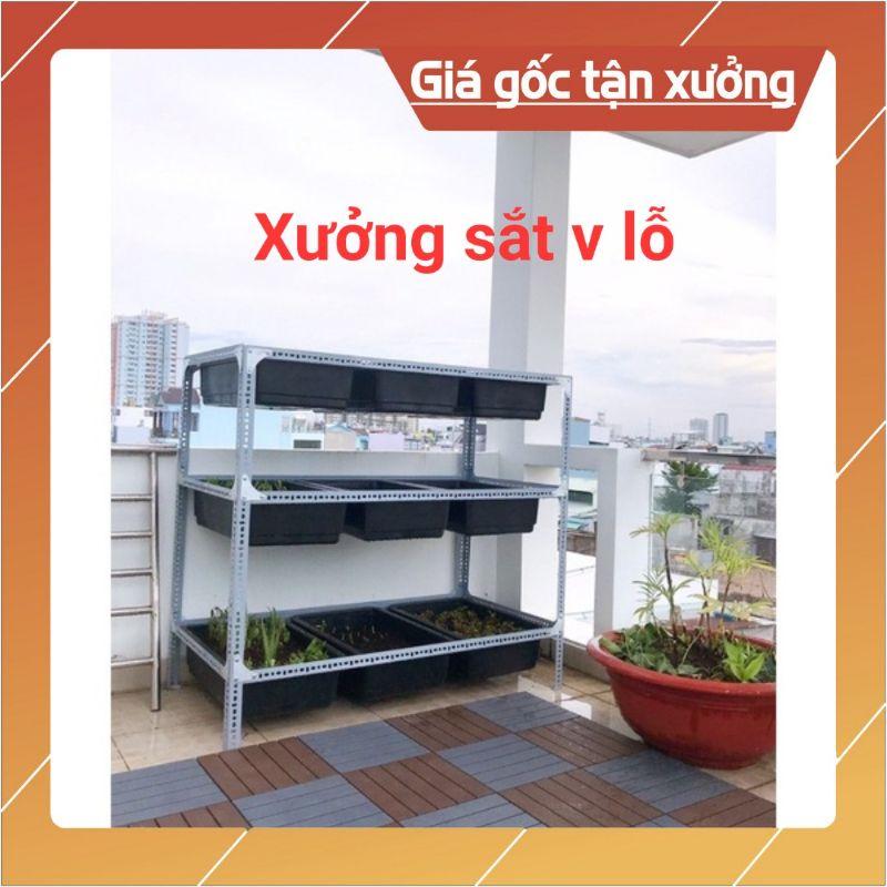 Kệ sắt v lỗ (khung kệ trồng rau ( Rộng 60cm x Dài 1,4m) x cao nhiều kích thước ,dùng sắt v4x4cm