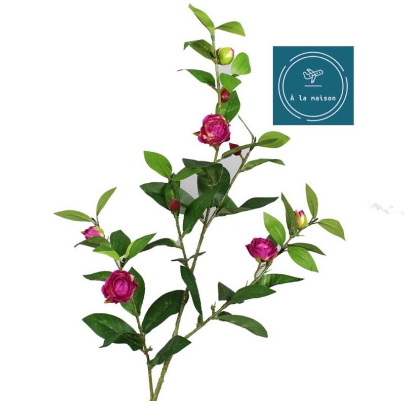Cành hoa sơn trà nhân tạo cao 90cm trang trí không gian xanh mát tươi mới
