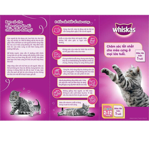 Combo 5 Gói Thức Ăn Mèo Lớn Whiskas túi 400g vị cá biển (400g*5 túi)