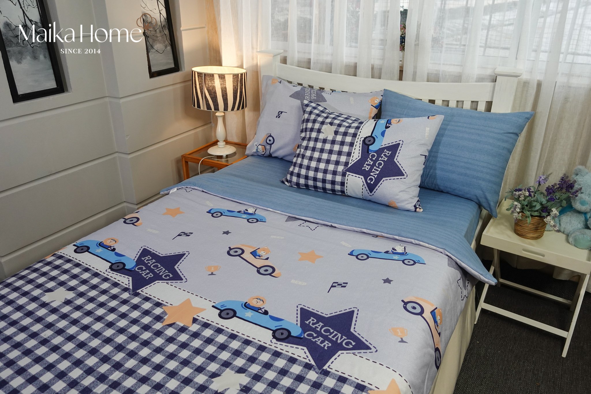 Bộ Drap Cotton Satin HQ Xe hơi Beep phối denim