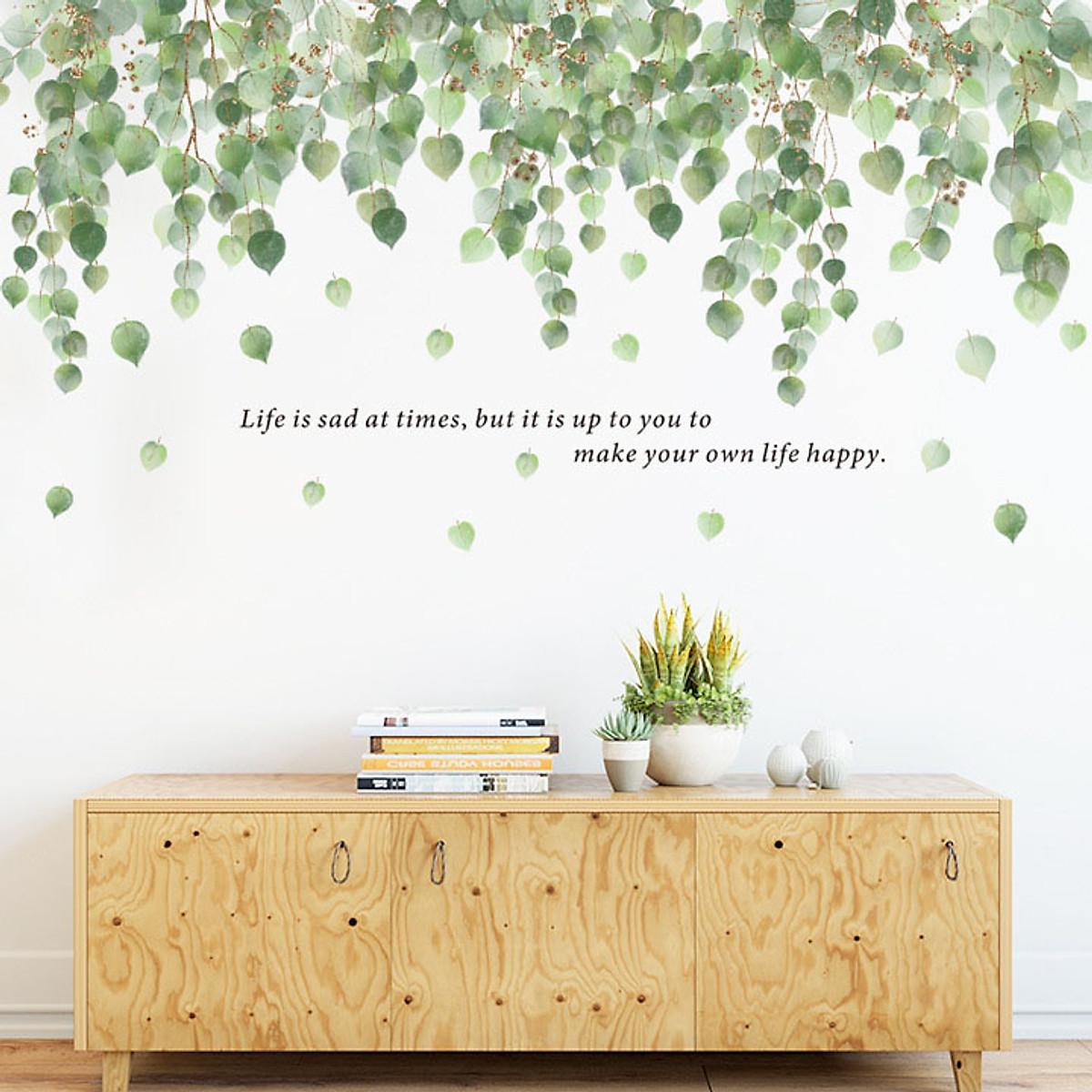 DECAL DÁN TƯỜNG TÁN LÁ XANH LIFE HAPPY - HP424