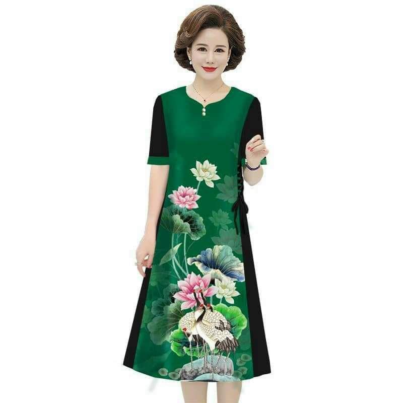 ĐẦM SUÔNG IN HỌA TIẾT ĐÍNH HẠT ĐAN DÂY 2 BÊN